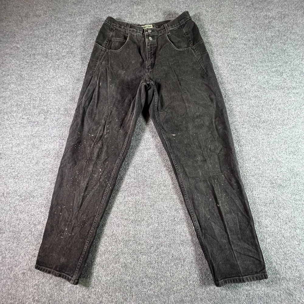 Vintage Guess Jeans Men's 33x32 Black Denim Acid Wash Relaxed Fit Paint Splatter